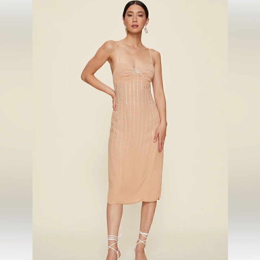LPA Amara MIDI Dress in Nude Size XL Small Fabric Defect NWT (6-12)